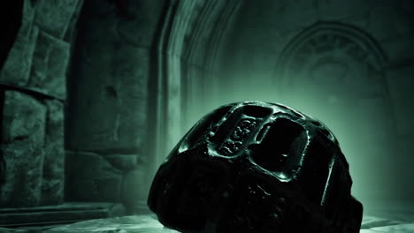 dark, mysterious dungeon with ancient orb
