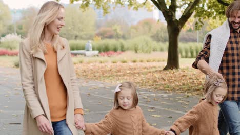 happy family in actively spending time