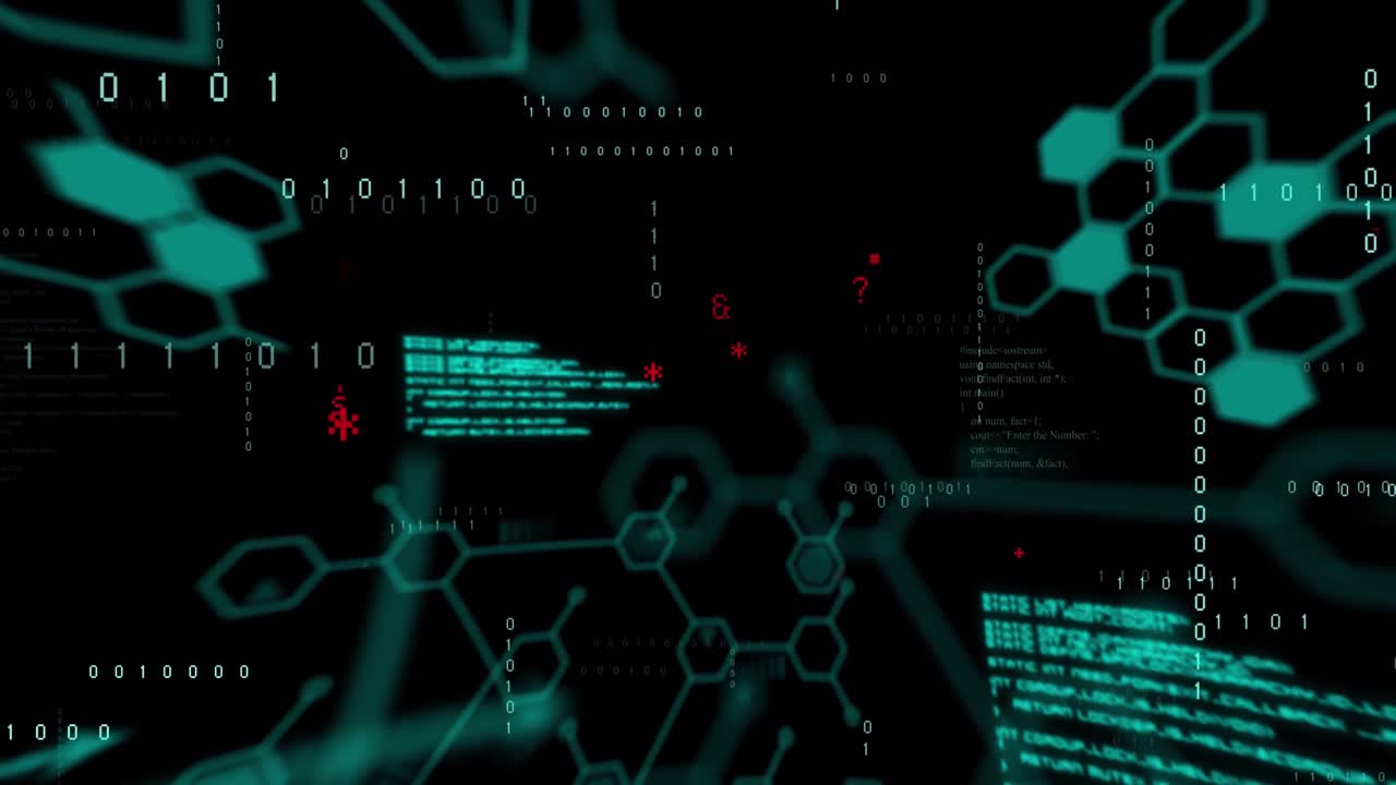 animación del procesamiento de datos sobre un fondo negro