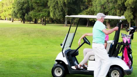 Two-golfer-players-interacting-with-each-other