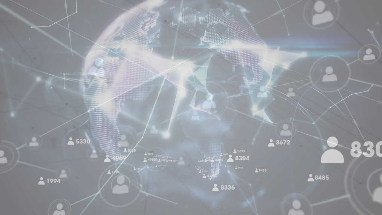 사람들과의 연결의 네트워크와 함께 지구의 애니메이션 아이콘