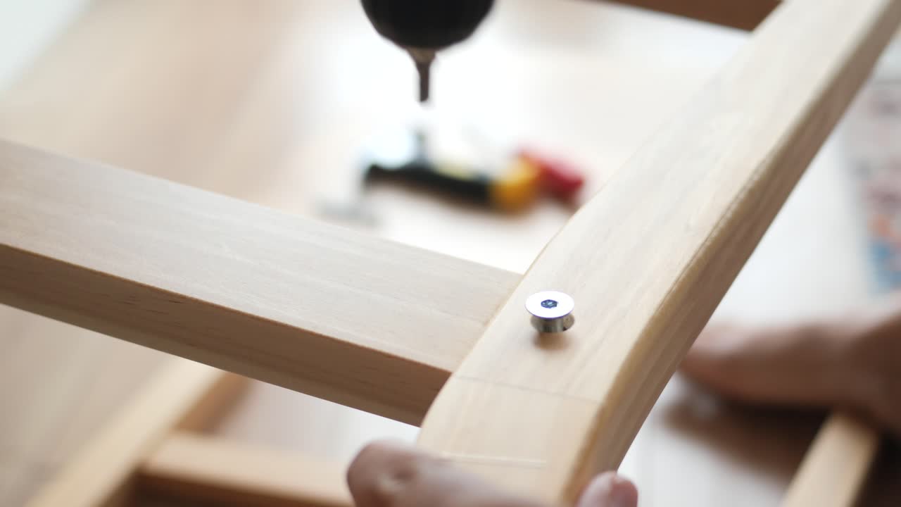 Assembling a Wooden Chair with a Drill
