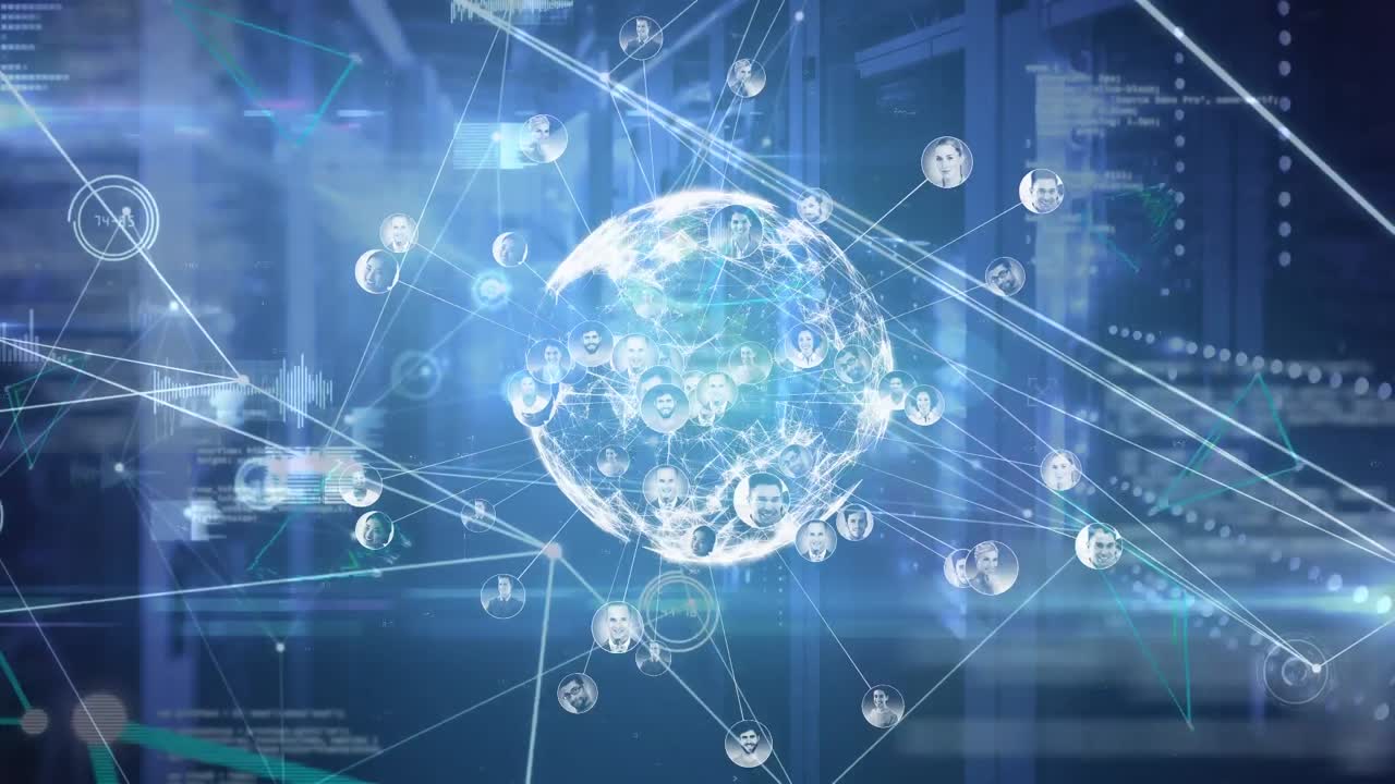 연결 및 데이터 처리의 네트워크를 통해 지구의 애니메이션