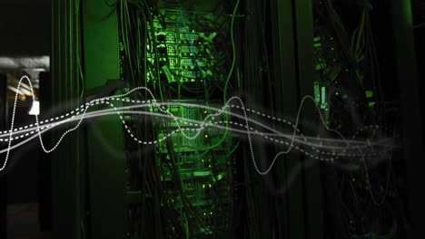 animazione dell'elaborazione dei dati digitali su server informatici