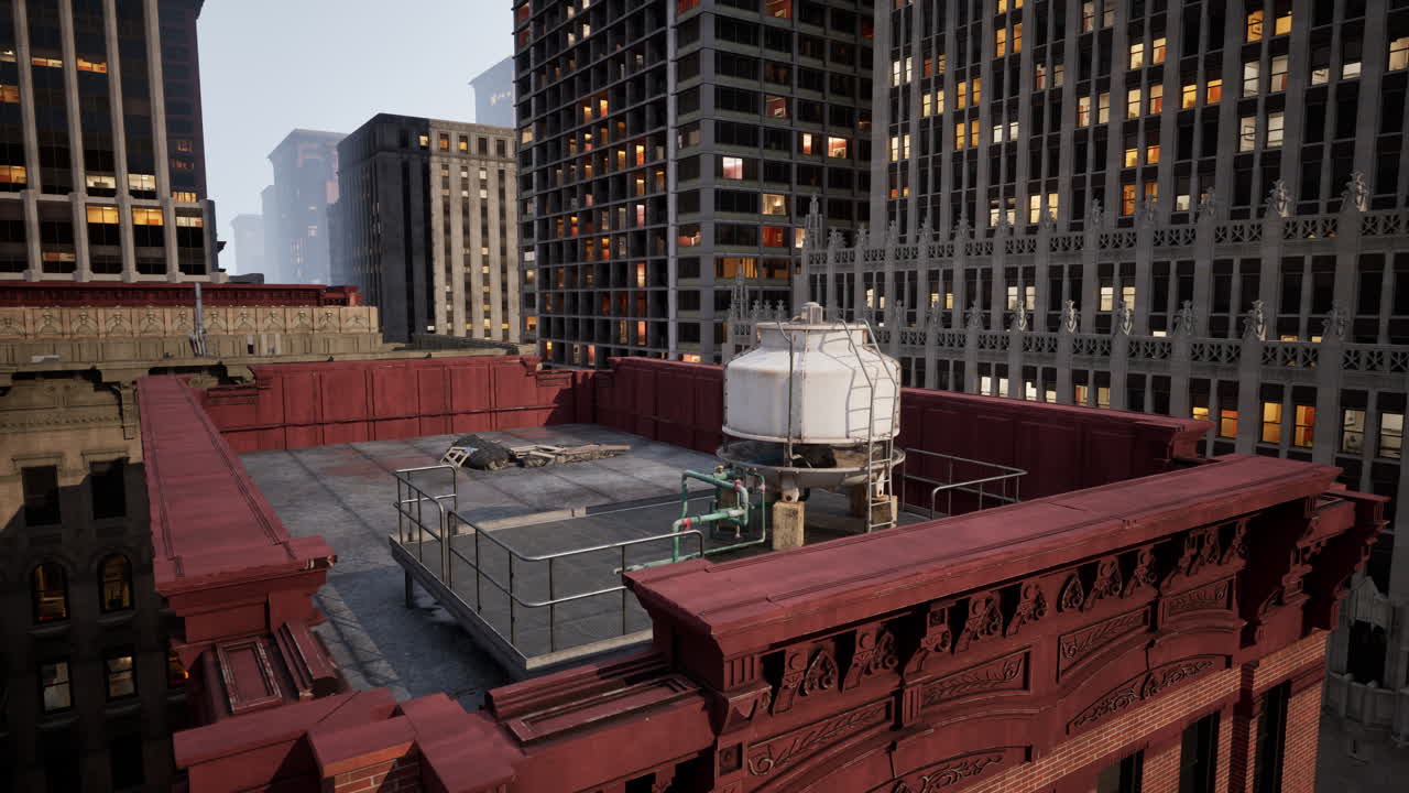 한 도시 의 지붕 에서 밤 의 전망