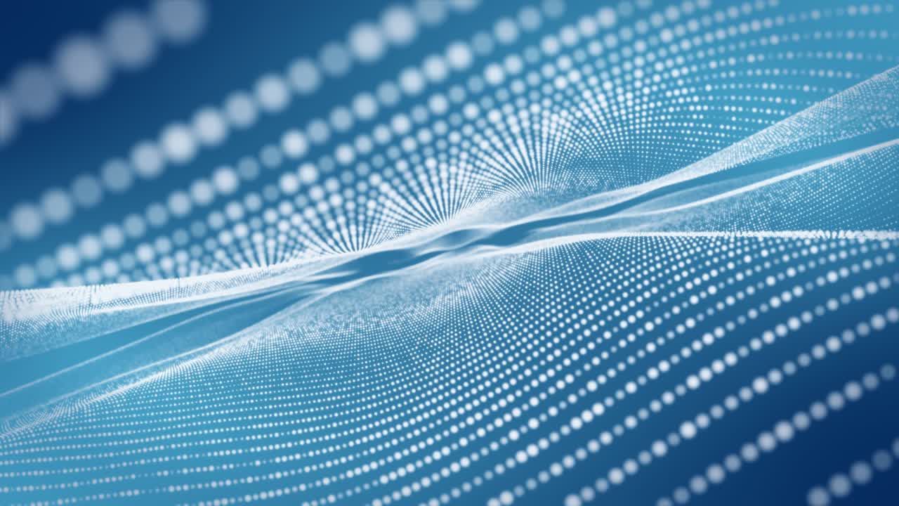 파란색 배경에 선형 입자를 흔들고 있습니다.