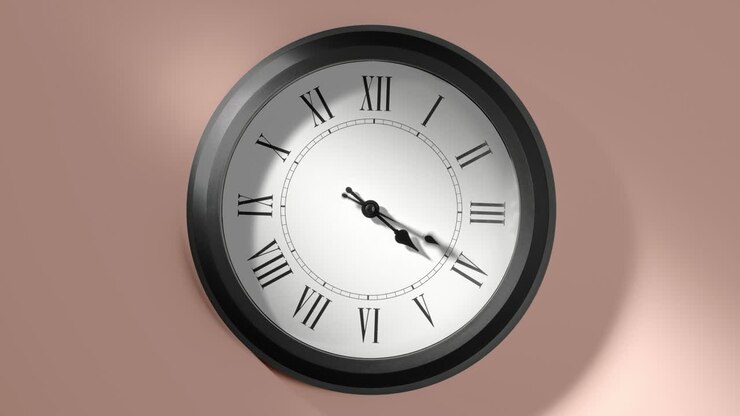 Latin Clock Face on Cream Beige Wall