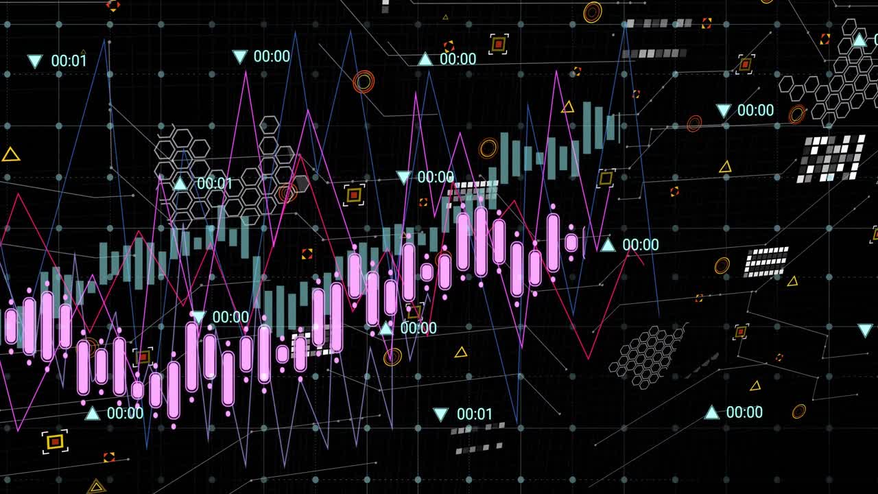 animación del procesamiento de datos a través de la red de red contra un fondo negro