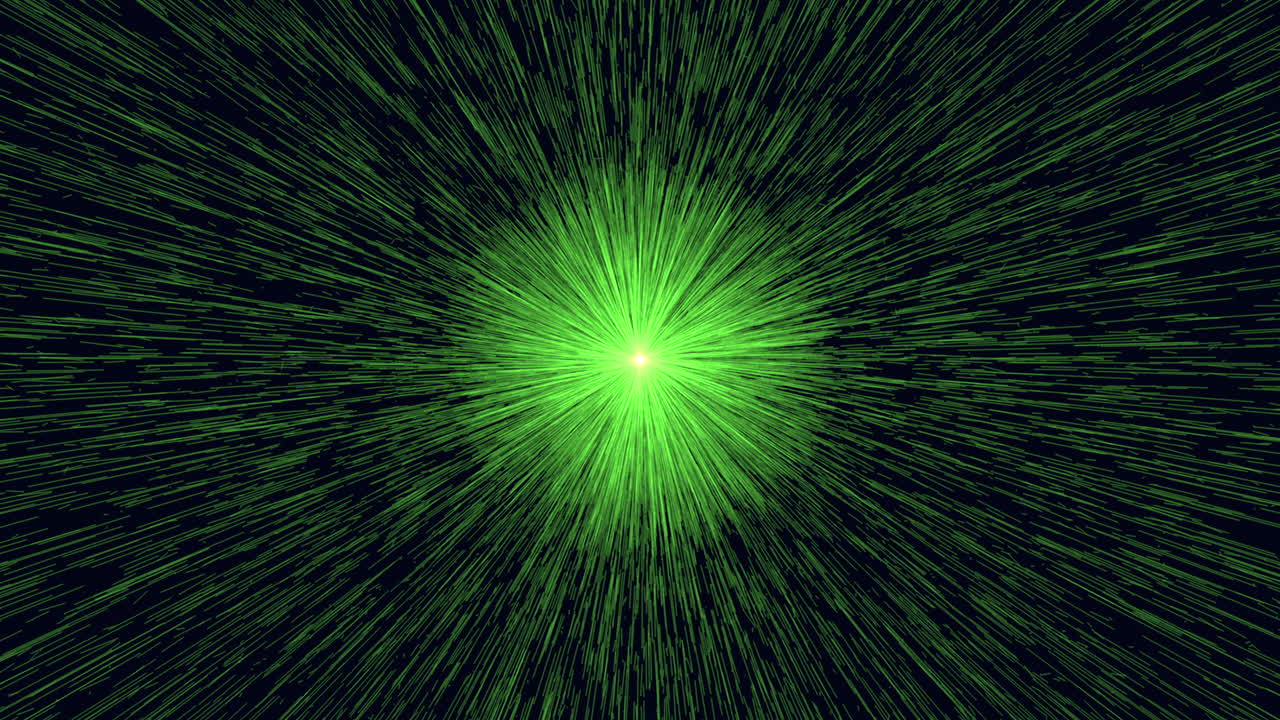 Vibrant green light radiates power and energy