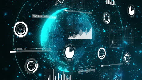 animation of data processing and network of connections over globe