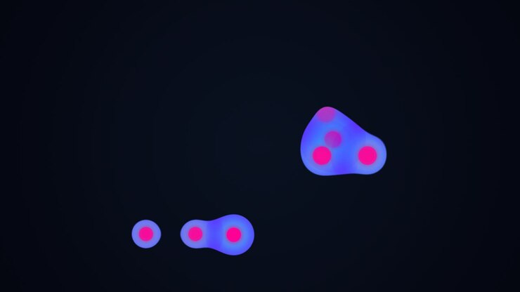 Abstract Animation of Merging and Dividing Glowing Liquid Orbs