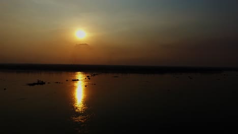 the beautiful scenery of the mekong river during sunset - wide shot