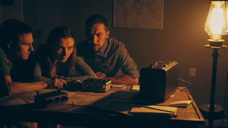team investigating a mystery at night