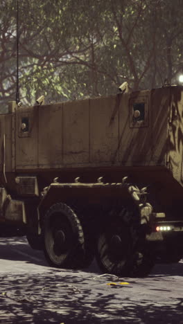 military truck on a road