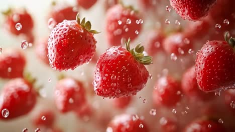 fresh red strawberries with water droplets