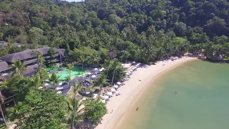 aerial shot of exclusive resort on a tropical island in thailand