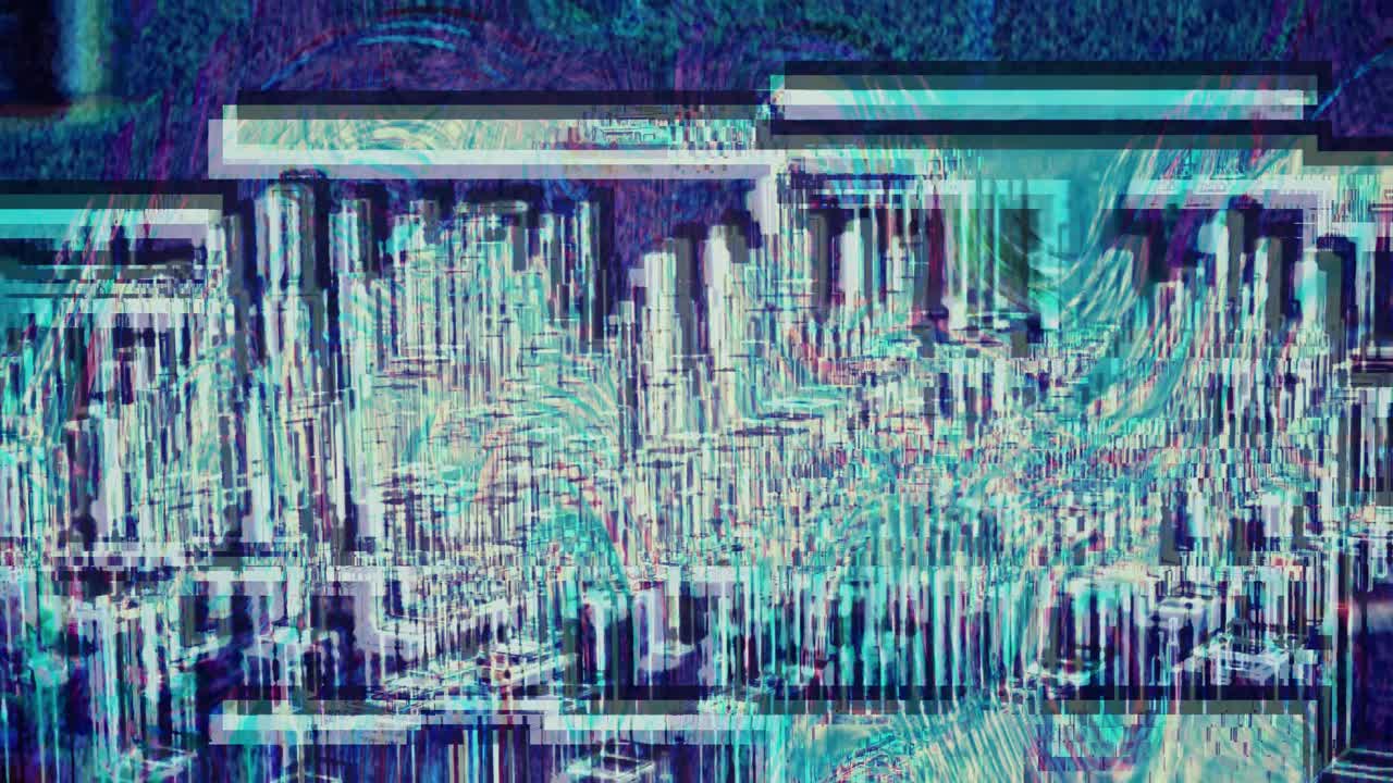 Glitch-Rauschen, statisches Fernseh-VFX: Videohintergrund mit Streifen für Intro- und Logo-Einblendungen
