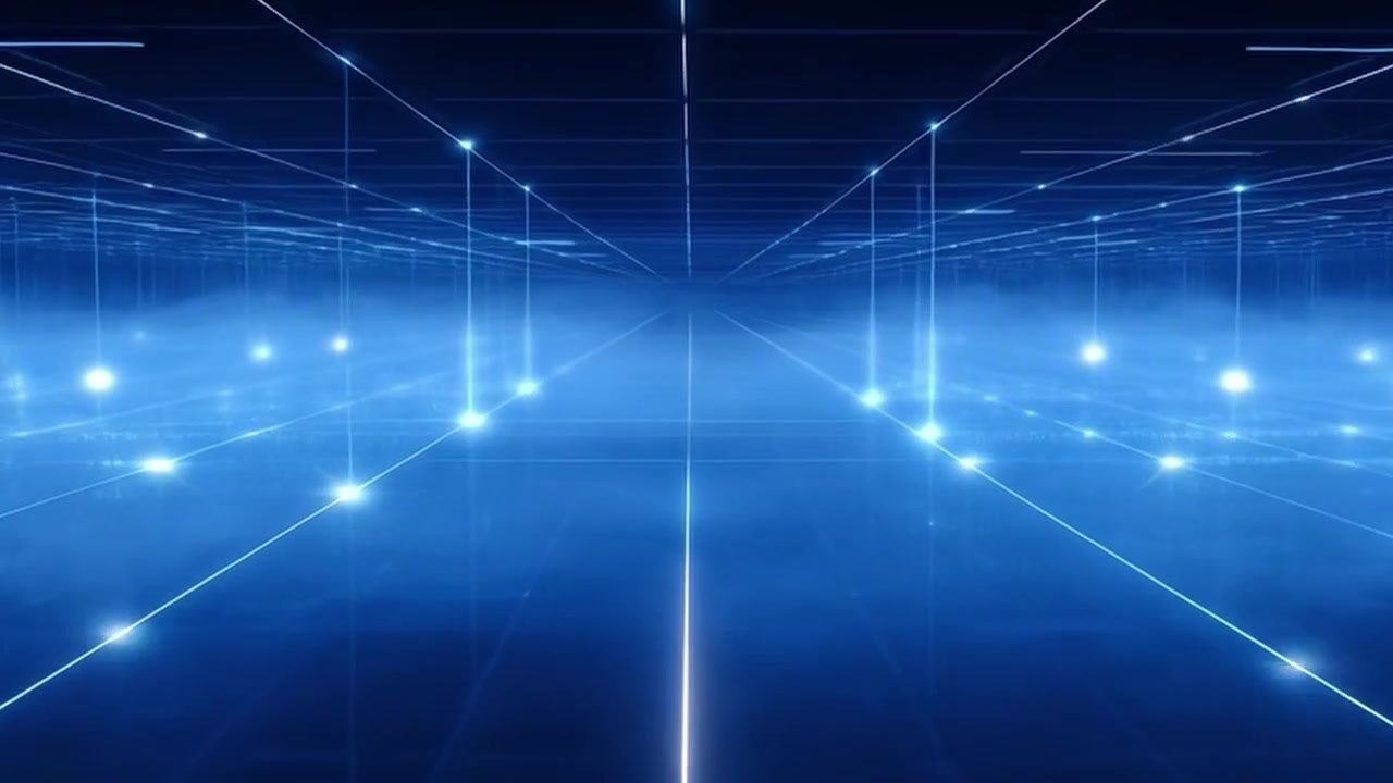Abstract Digital Grid Background with Glowing Data Nodes