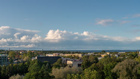 4k timelapse landscape with clouds of the capital of estonia, talinn on a lovely autumn day in october