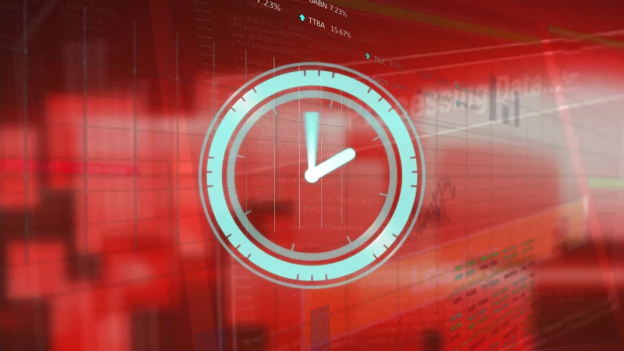 Animation of clock ticking over data processing