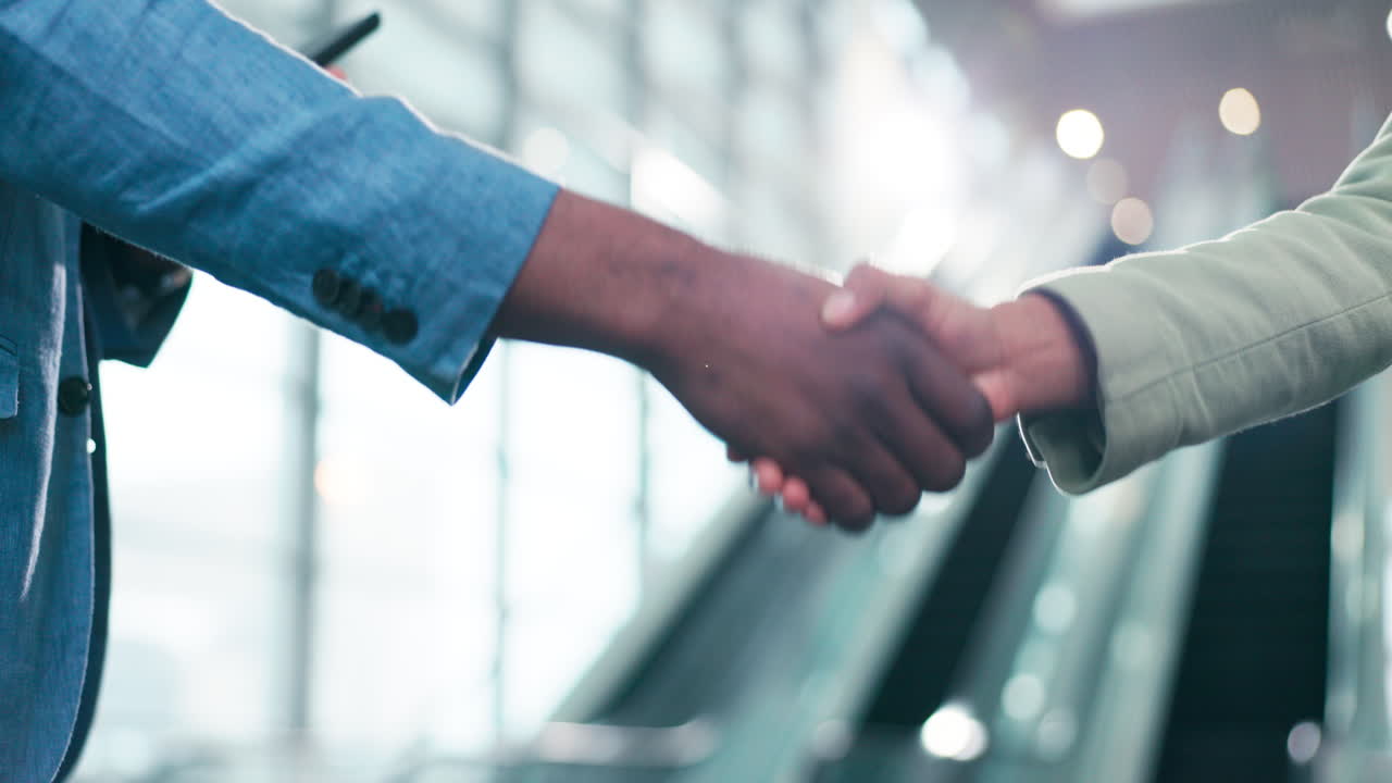 Handshake, welcome and business people