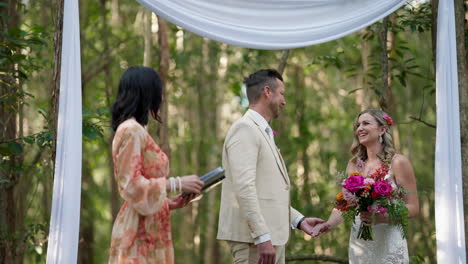 romantic outdoor wedding ceremony in a forest