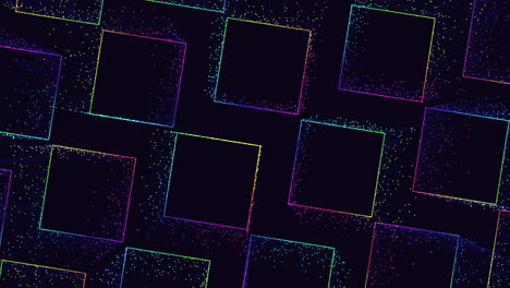 Futuristic-rainbow-squares-pattern-with-small-motion-dots-and-lines