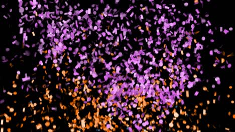 blue gold and purple confetti explosion and fall down animation. green screen footage.