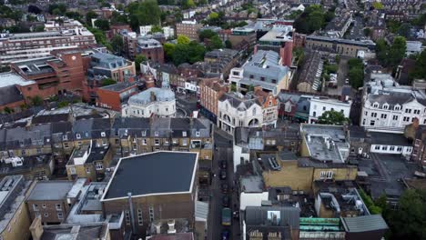 Birds-eye-view-drone-shot-large-densely-populated-city-in-England