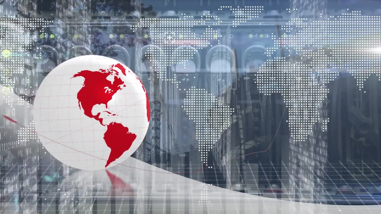 전 세계 및 세계 지도에 대한 금융 데이터 처리 애니메이션