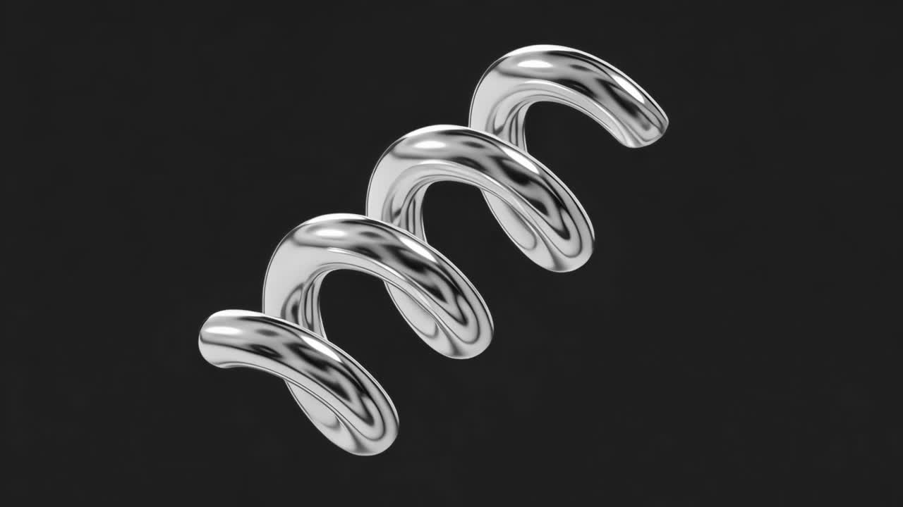 Silver chrome spiral animation isolated asset, transparent 4K video, alpha channel, ProRes 4444