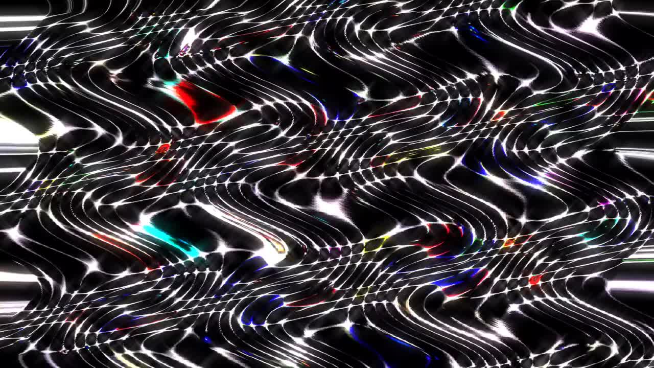 3D shining bright lines set wave motion, color full, on black background