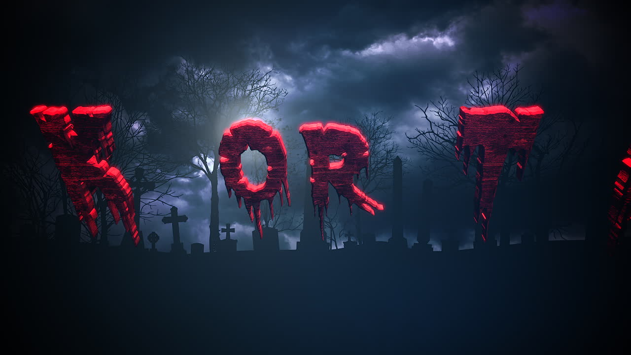 어두운 구름과 신비로운 할로윈 배경에 트릭이나 치료