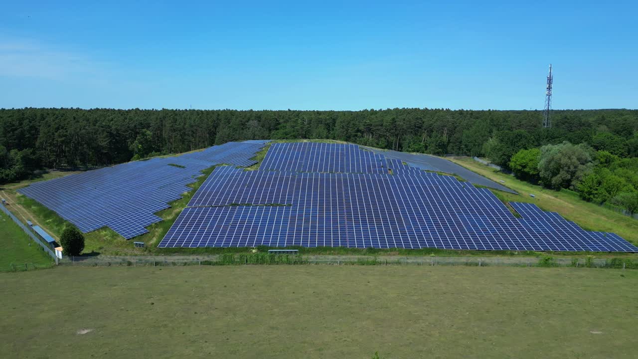 solar panels on Hill transforming a waste site into a source of renewable energy, a sustainable solution for the future. speed ramp hyper motion time lapse Wonderful aerial view flight