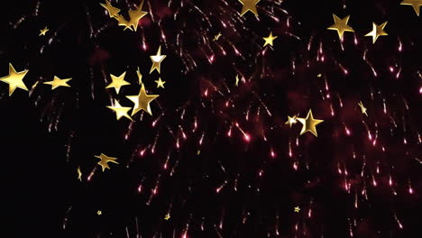 golden stars animation in fireworks display lighting up dark sky