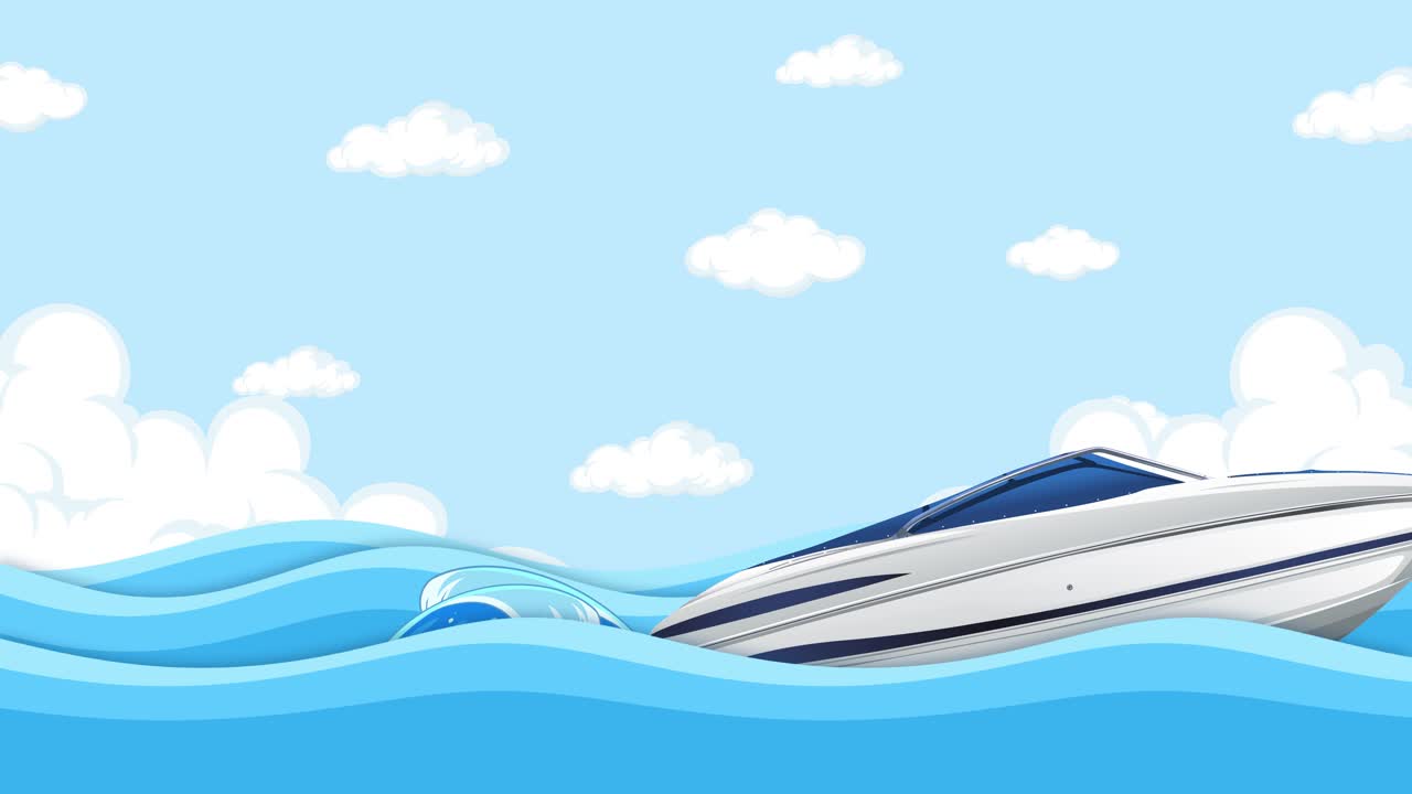 바다의 물결을 따라 이동하는 스피드보트