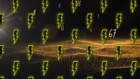 animación del relámpago y sobre la cuadrícula naranja