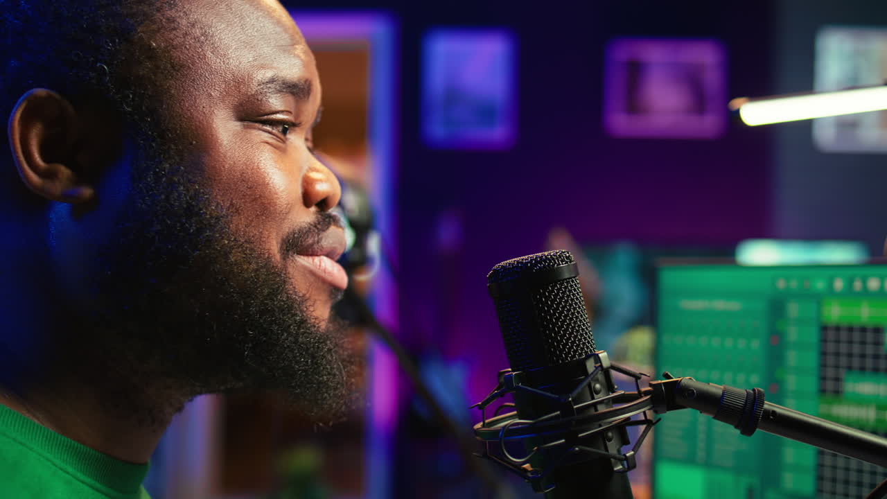 Skilled artist composing a new song with his lyrics and piano tunes