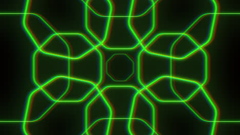 Glitch-neon-hexagons-in-rows-on-black-gradient