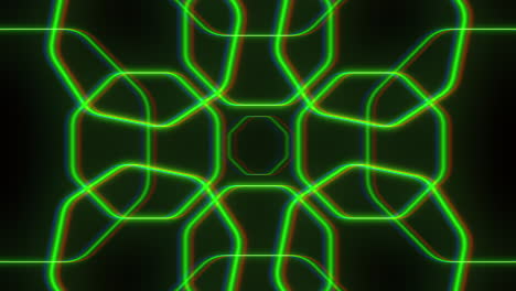 hexágonos de neón glitch en filas en degradado negro