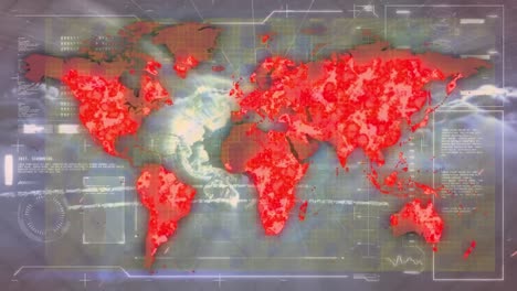 animation of world map and data processing over globe