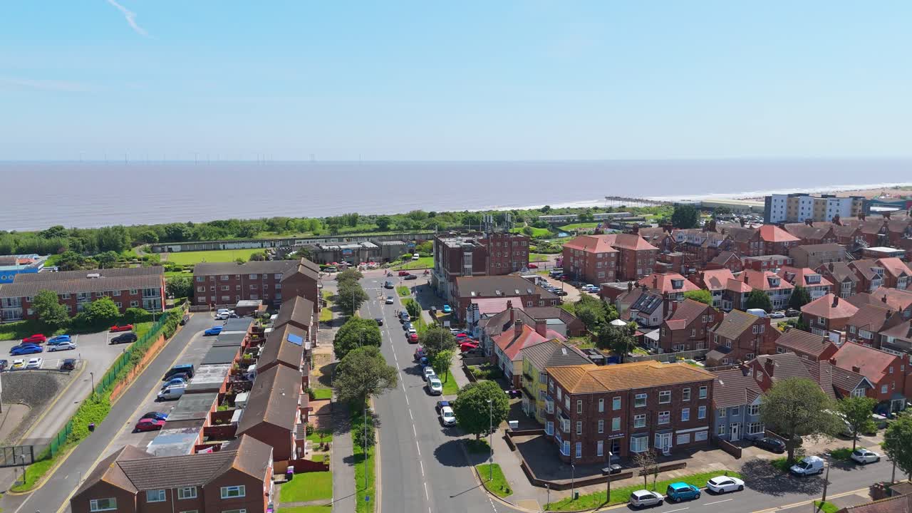 Aerial View of a Coastal Town in the UK