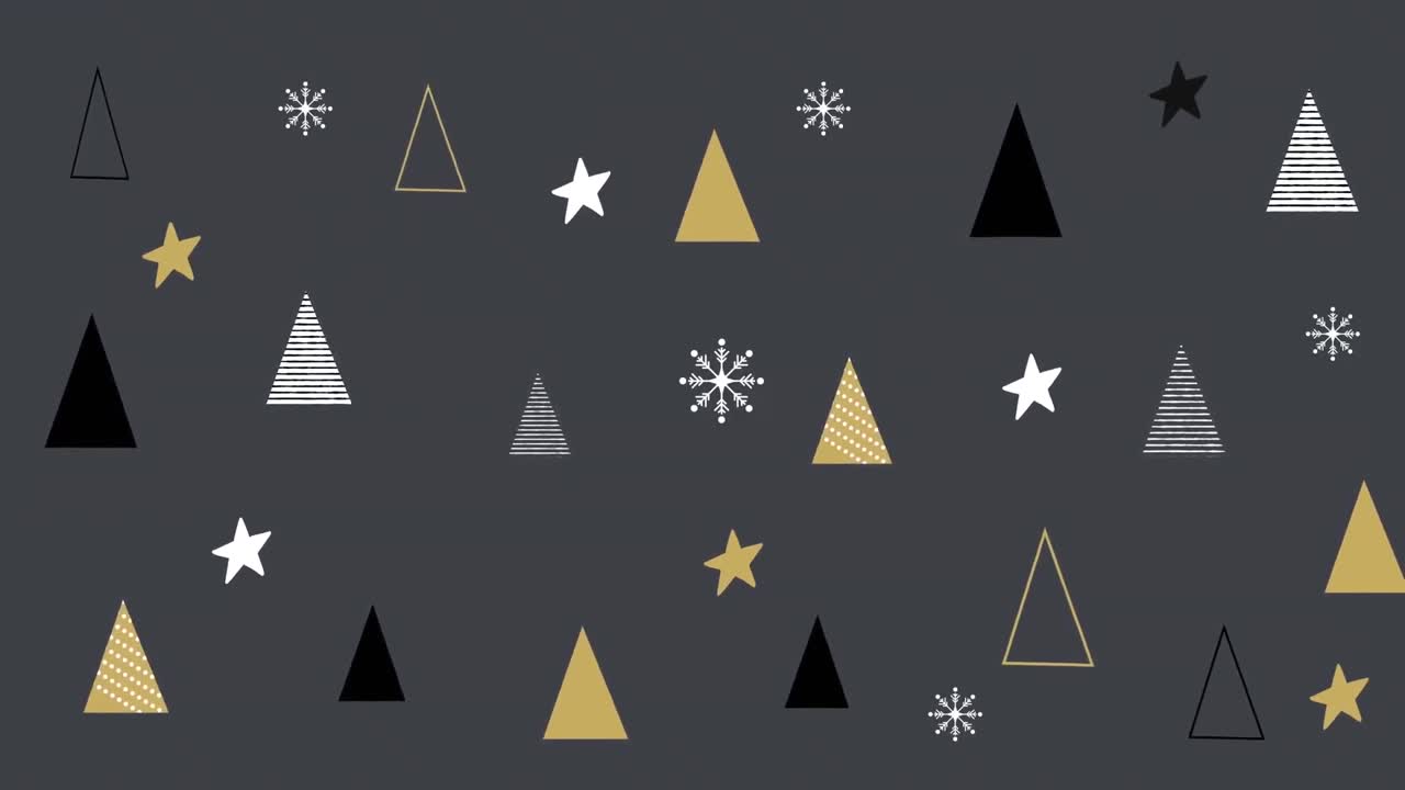 animación digital de múltiples iconos de árboles de navidad y estrellas contra un fondo gris