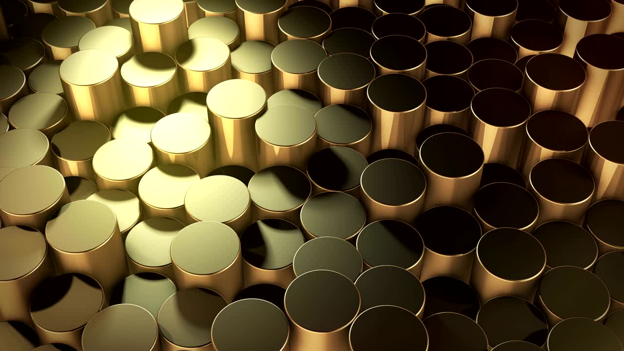Abstract cylindrical geometric gold surfaces in virtual space