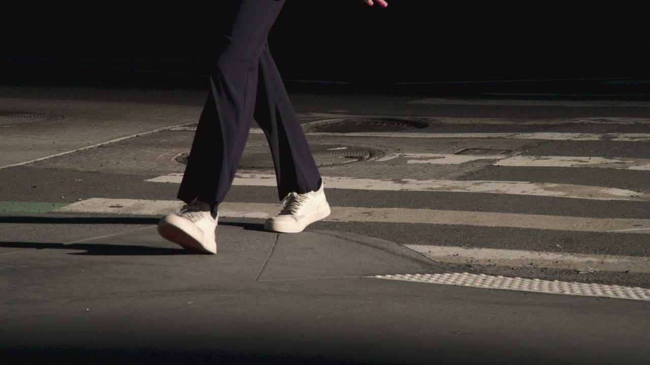 Close-up shot of a New York City crosswalk. Shot at sunrise in Midtown Manhattan