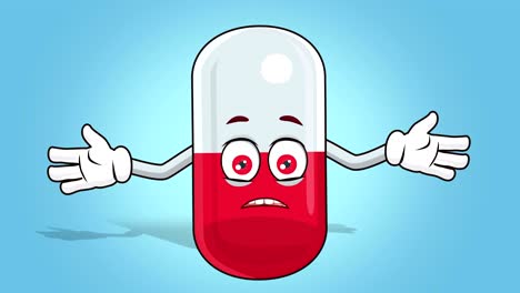 cartoon pill capsule face animation not know shrug confusion with alpha matte