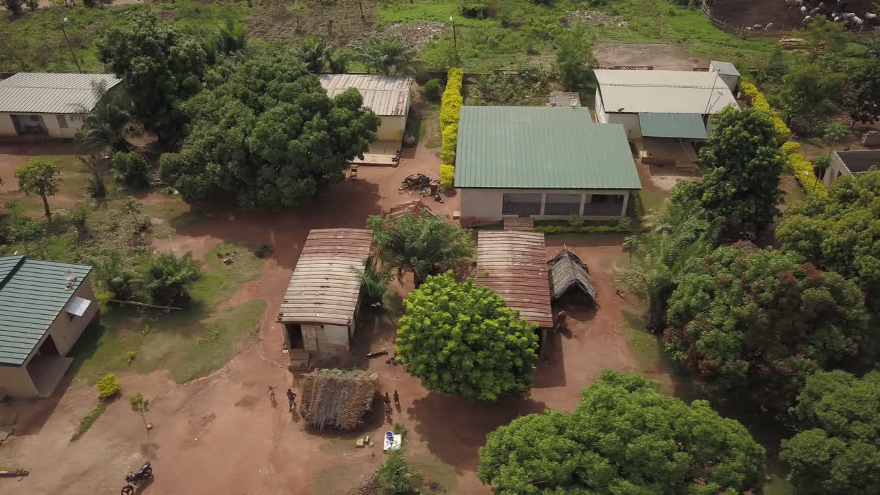 사하라 이남 아프리카 의 한 마을 의 공중 사진