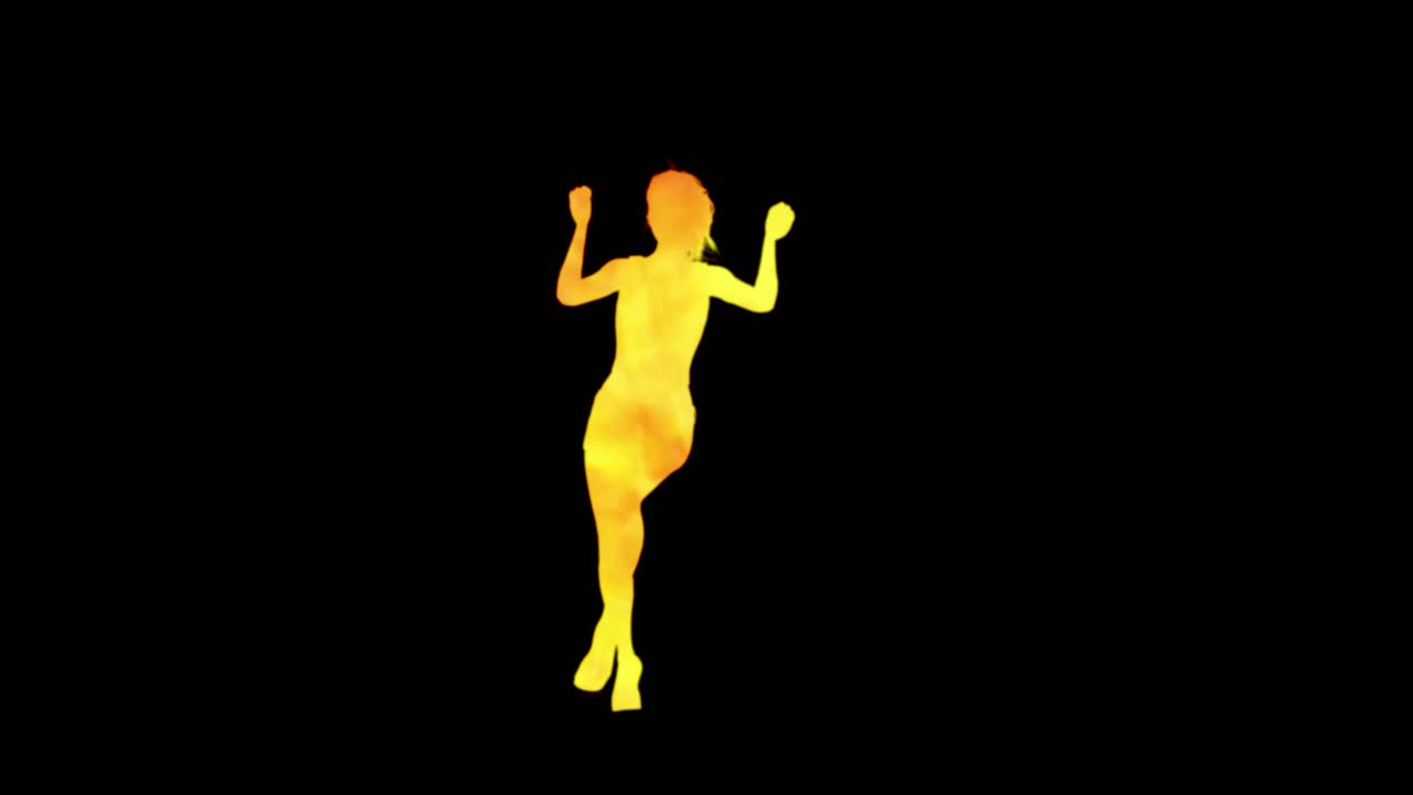 A modern youth dance performed by a graceful and sexy female silhouette, in the backdrop of fire.