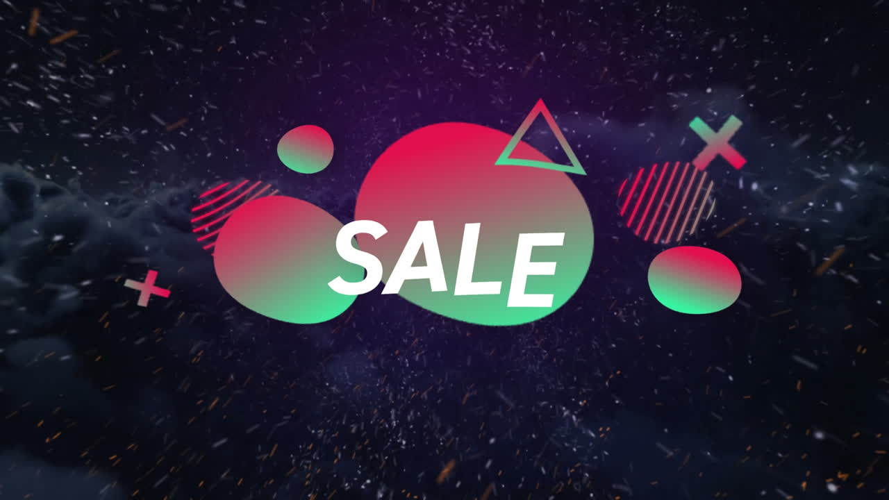 구름 위의 판매 텍스트의 애니메이션