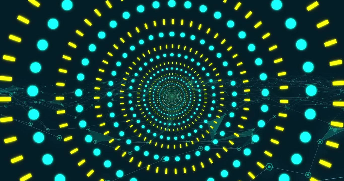 Animation of moving shapes on black background
